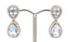 14K Rose Gold, Aquamarine and Diamond, Halo Double Drop Earrings