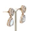 14K Rose Gold, Aquamarine and Diamond, Halo Double Drop Earrings - 2