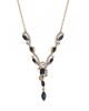 14K Rose Gold, Blue Sapphire and Diamond, Drop Necklace