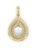 14K Yellow Gold, Aquamarine and Diamond, Double Halo Pendant - 3