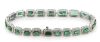 14K White Gold, Emerald and Diamond, Halo Bracelet - 5