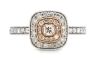 14K White & Rose Gold, Pink Diamond, Double Halo Ring