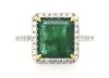 14K White Gold, Emerald and Diamond, Halo Ring