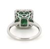 14K White Gold, Emerald and Diamond, Halo Ring - 3