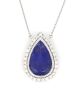 14K White Gold, 6.93ct Tanzanite and Diamond, Halo Pendant Necklace