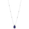 14K White Gold, 6.93ct Tanzanite and Diamond, Halo Pendant Necklace - 2