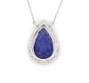 14K White Gold, 6.93ct Tanzanite and Diamond, Halo Pendant Necklace - 4