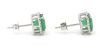 14K White Gold, Colombian Emerald and Diamond, Halo Stud Earrings - 2