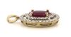 14K Yellow Gold, Ruby and Diamond, Double Halo Pendant - 2