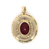 14K Yellow Gold, Ruby and Diamond, Double Halo Pendant - 3