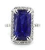 14K White Gold, Tanzanite and Diamond, Halo Cocktail Ring