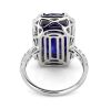 14K White Gold, Tanzanite and Diamond, Halo Cocktail Ring - 3