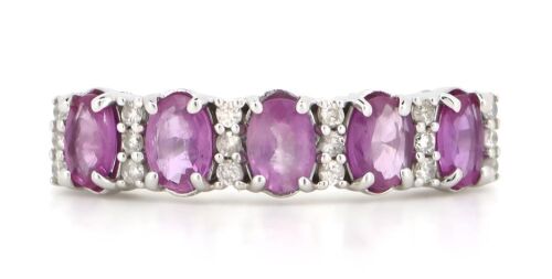 14K White Gold, Pink Sapphire and Diamond, Eternity Ring