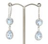 14K White Gold, Aquamarine and Diamond, Halo Double Drop Earrings