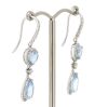 14K White Gold, Aquamarine and Diamond, Halo Double Drop Earrings - 2