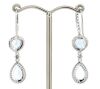 14K White Gold, Aquamarine and Diamond, Halo Double Drop Earrings - 3