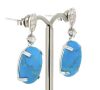 14K White Gold, Turquoise and Diamond, Drop Earrings - 2