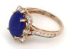 14K Rose Gold, Lapis Lazuli and Diamond, Antique Style Halo Ring - 2