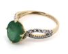 14K Yellow Gold, Emerald and Diamond, Twist Band Ring - 2