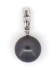 14K White Gold, Black Tahitian Pearl and Diamond, Drop Pendant - 3