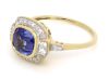 14K Yellow Gold, Ceylon Sapphire and Diamond, Vintage Style Halo Ring - 2