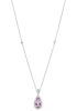 14K White Gold, Kunzite and Diamond, Halo Pendant Necklace - 2