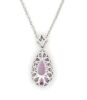 14K White Gold, Kunzite and Diamond, Halo Pendant Necklace - 4