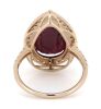 14K Rose/White Gold, Ruby and Diamond, Pear Cut Halo Ring - 3