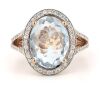 14K Rose Gold, Aquamarine and Diamond, Halo Ring