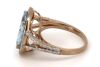 14K Rose Gold, Aquamarine and Diamond, Halo Ring - 2