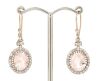 14K Rose Gold, Morganite and Diamond, Antique Style Halo Drop Earrings