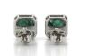 14K White Gold, Emerald and Diamond, Halo Stud Earrings - 3