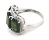 14K White Gold, Green Sapphire and Diamond, Halo Trilogy Style Ring - 2