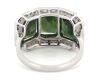 14K White Gold, Green Sapphire and Diamond, Halo Trilogy Style Ring - 3