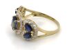 14K Yellow Gold, Blue Sapphire and Diamond, Decorative Halo Ring - 2