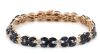 14K Rose Gold, Blue Sapphire and Diamond, Decorative Line Bracelet