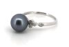 14K White Gold, Black Tahitian Pearl and Diamond, Decorative Ring - 2