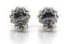 14K White Gold, Blue Sapphire and Diamond, Flower Design Stud Earrings - 3