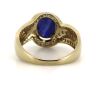 14K Yellow Gold, Blue Sapphire and Diamond, Halo Ring - 3