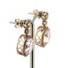 14K Rose Gold, Kunzite and Diamond, Halo Drop Earrings - 2