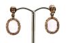 14K Rose Gold, Kunzite and Diamond, Halo Drop Earrings - 3