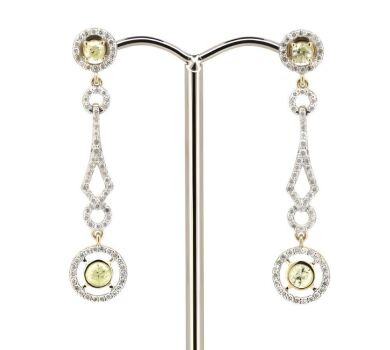 14K Yellow Gold, Light Fancy Yellow Diamond, Drop Earrings