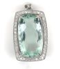 14K White Gold, Apatite and Diamond, Halo Statement Pendant