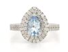 14K White Gold, Aquamarine and Diamond, Double Halo Ring