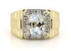 14K Yellow/White Gold, Aquamarine and Diamond, Gents Ring