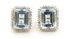 14K Yellow Gold, Aquamarine and Diamond, Halo Stud Earrings