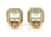 14K Yellow Gold, Aquamarine and Diamond, Halo Stud Earrings - 3