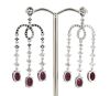 14K White Gold, Ruby and Diamond, Chandelier Style Earrings - 3