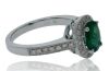 9K White Gold Emerald and Diamond Halo Dress Ring - 2