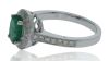 9K White Gold Emerald and Diamond Halo Dress Ring - 3